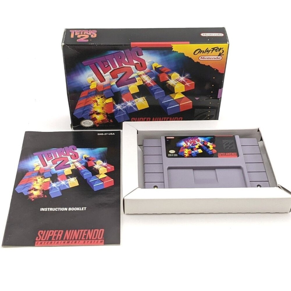 Super Nintendo Tetris 2 in Box with Manual Tested SNES 1994